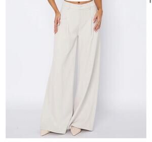 White Fox It's Now Or Never Trouser Pants NWT XS Bone Ivory Wide Leg